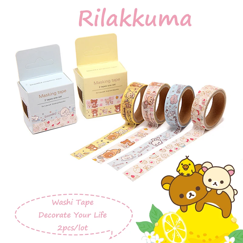 

2pcs/lot Anime Rilakkuma Washi Tape Set Totoro Cute Stickers Scrapbooking Kawaii Decorative Sumikko Gurashi Japanese Stationery