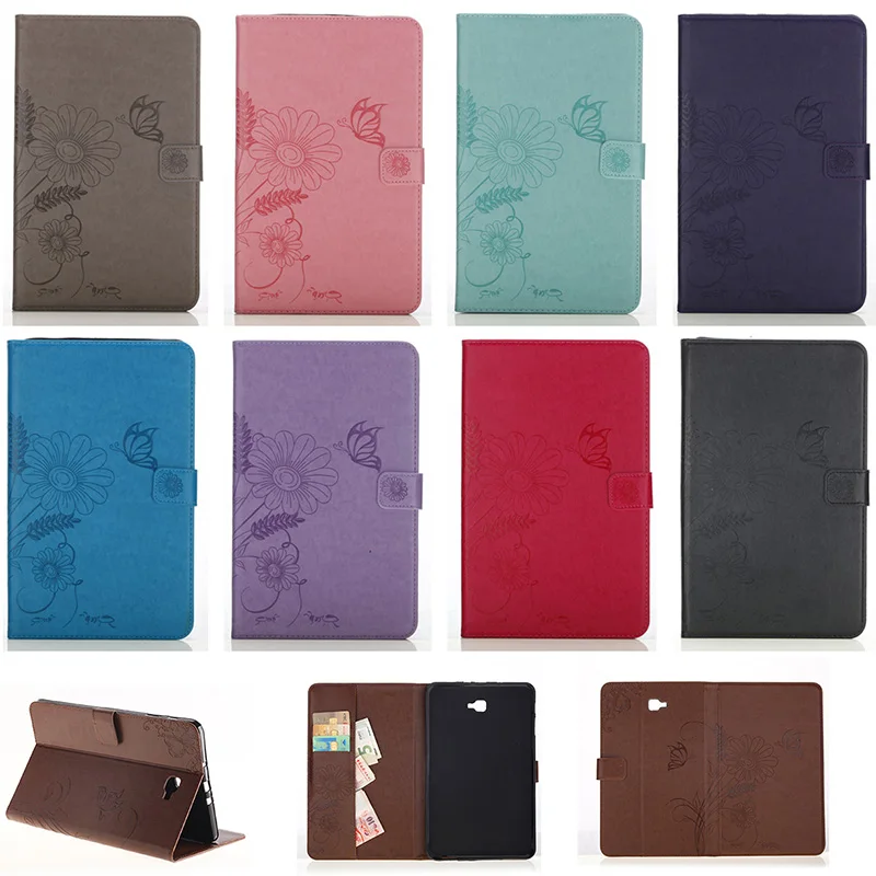 

For Samsung Galaxy Tab A 10.1 (2016) T585 T580 Case Flower Butterfly Ant Pattern Wallet Flip PU Leather Tablet Back Funda DP00E