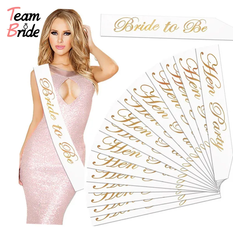 

10pcs Team Bride Sash Bride To Be Sash Hen Night Girls for Wedding Bridal Shower Decorations Ring Bachelorette Party Supplies
