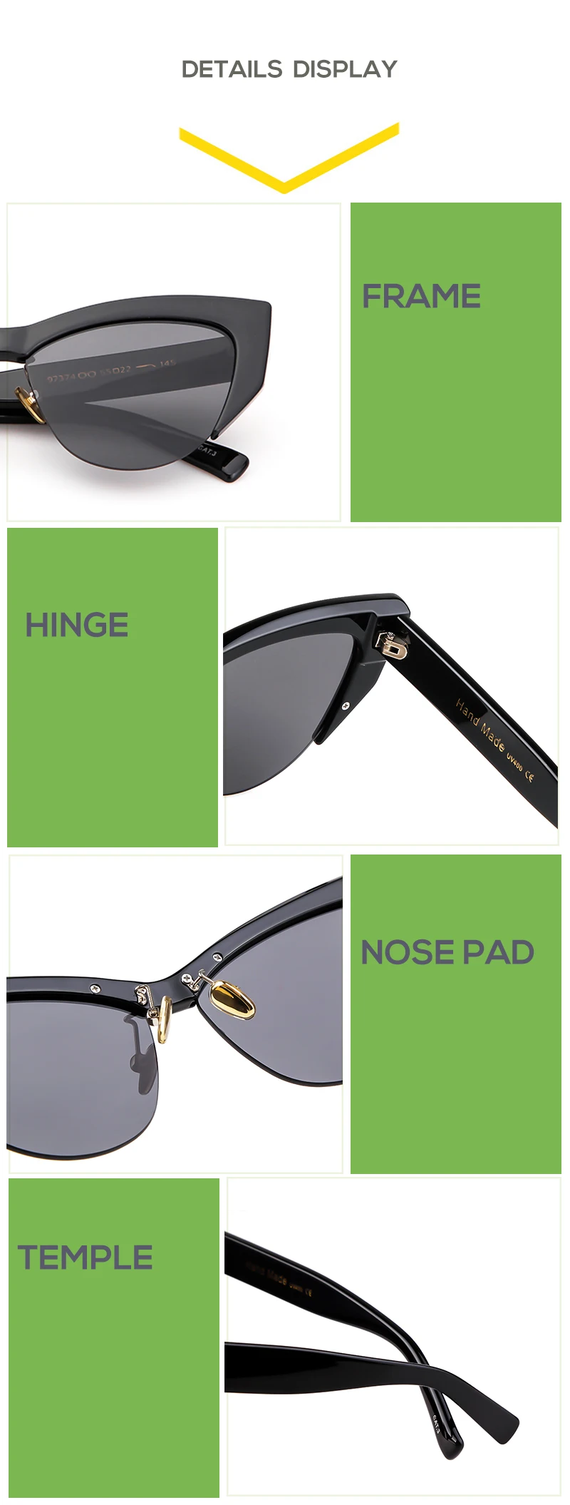 SORVINO ретро солнцезащитные очки "кошачий глаз" без оправы-Женские брендовые современные дизайнерские 90s Прозрачные коричневые очки желтые очки оттенки SP17