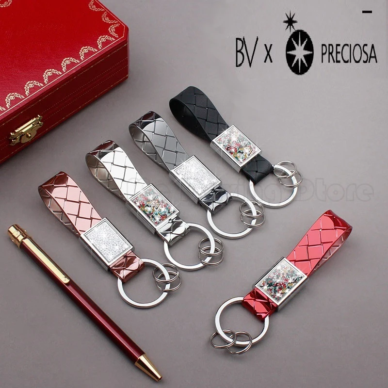 

Braided keychain Crystal Diamond Circular ring buckle keyring Auto accessories chaveiro para carro For Audi a3 a4 b8 Land Rover