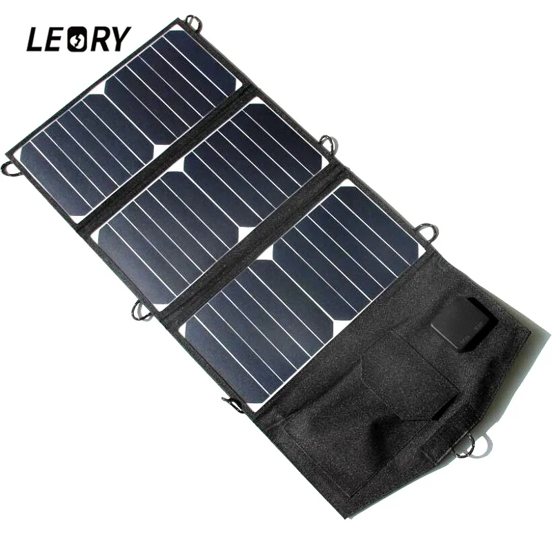 

LEORY 21W Solar Panel Portable Folding Power Bank High Efficient Charger With Dual USB Ports For Mobile Phone MP3 GPS For IPhone