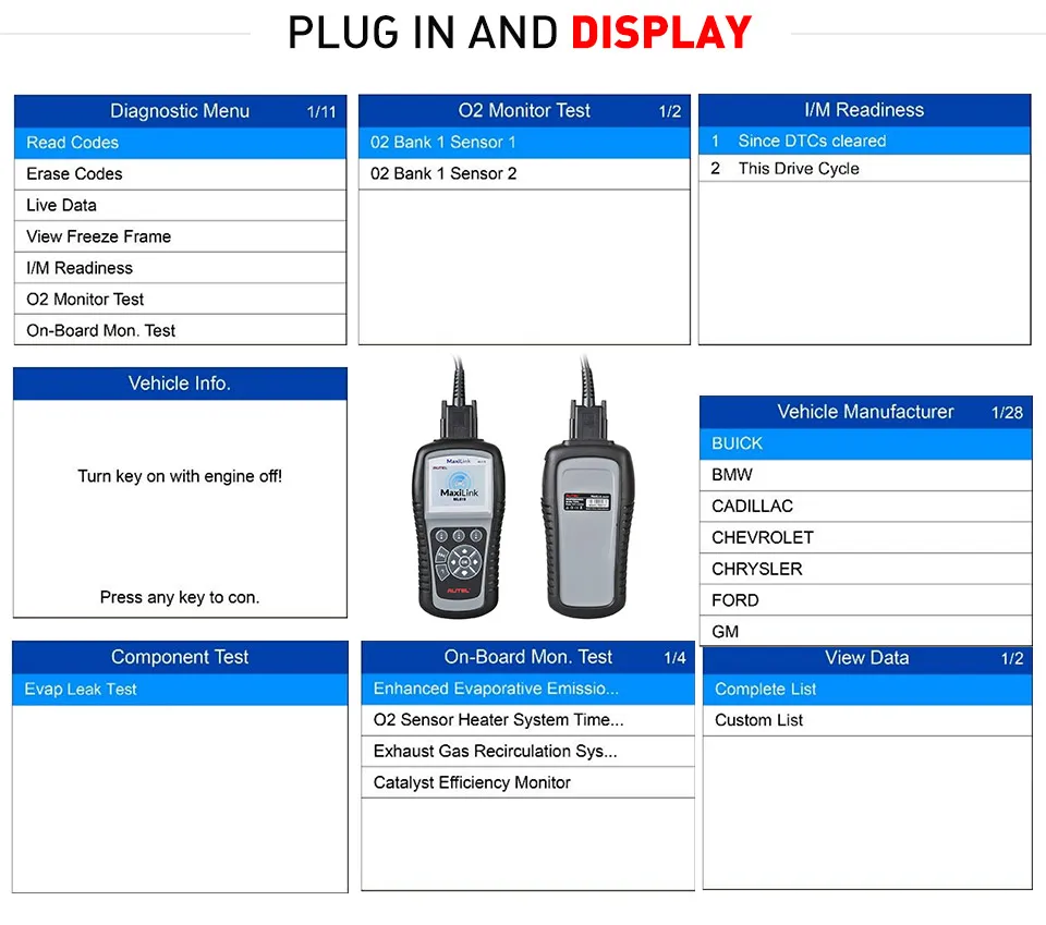 Autel MaxiLink ML619 ABS/SRS+ CAN OBDII диагностический инструмент очищает коды и наборы мониторов