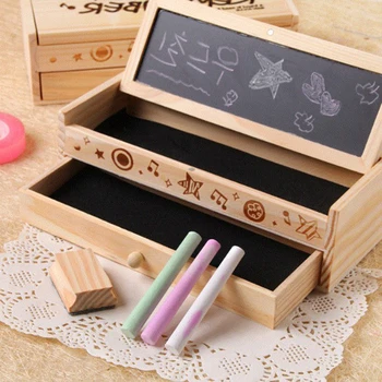 

Creative Diy Storage Box Multi-function Office Desktop Student Single Pumping Wooden Pencil Large Pencil Case Supplies