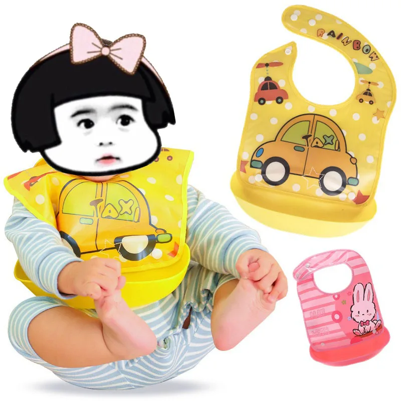 

11 colors 1pcs Children's Bib with Detachable Rice Bib Baby Bib Waterproof Saliva Dripping Bibs Baby Accessories