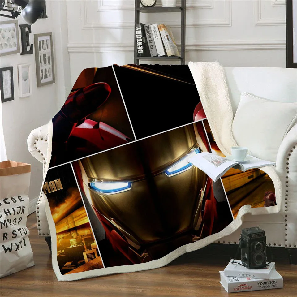 Ironman, 3D принт, шерпа, одеяло, бархат, плюш, пледы, Флисовое одеяло, покрывало, Молодежный диван, квилт для софы, покрывало для путешествий, постельные принадлежности, выход - Цвет: BZKH1448