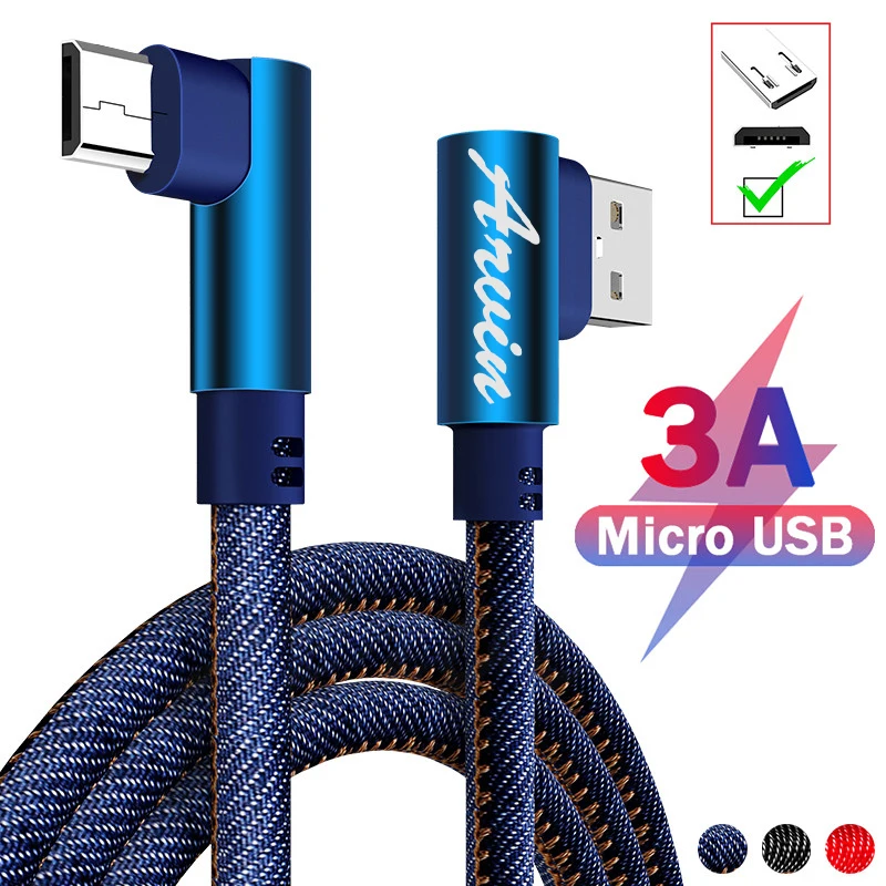 

Arvin Micro Usb Cable For Xiaomi Redmi Note 5 Pro 4 Microusb Fast Charging 90 Degree Micro Usb Charger Data Cable For Samsung S7