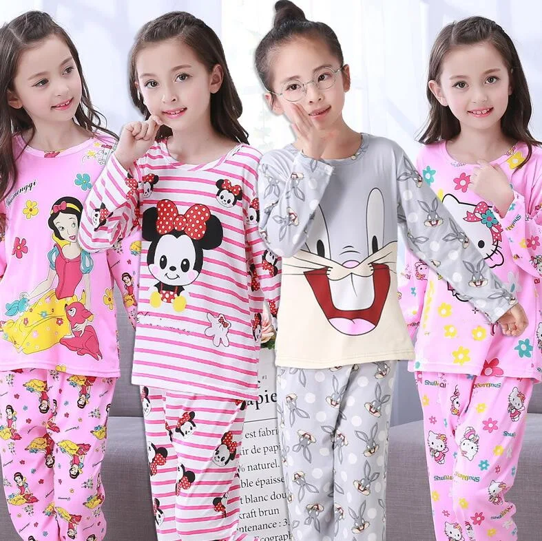

Factory wholesale Autumn Children boys girls kids Clothing Sets Cartoon suit Sleepwear Llong Sleeve Cartoon Pajamas2-14Y LSN14