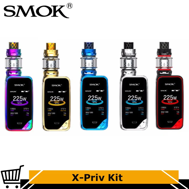 

Original Smok X-Priv TC Kit 225W X Priv Box Mod Vape 8ml TFV12 Prince Tank Vaporizer with V12 Prince Q4 T10 Electronic Cigarette