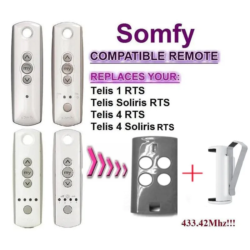 

SOMFY Telis 4 RTS, Somfy Telis 4 Soliris RTS compatible garage door remote control