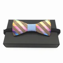 Модные Для мужчин Радуга Дерево галстук-бабочка жениться Свадебная вечеринка Для мужчин мальчика бабочка деревянный рубашка галстук-бабочка дождь галстук-бабочка s