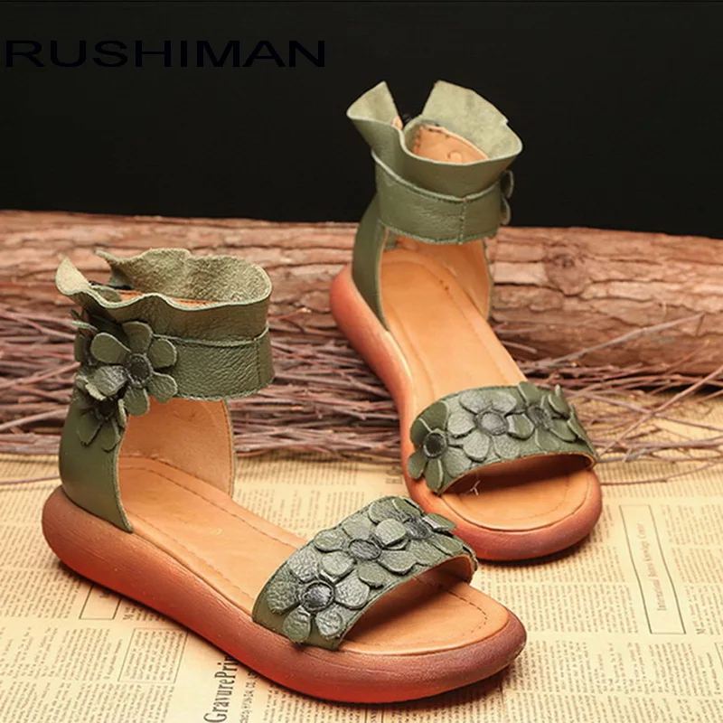 

RUSHIMAN 2018 hot sell national wind summer muffins sandals and sandals are high in purple sandals size 35-40