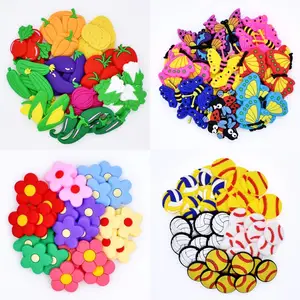 Summer Promotion Gift Flowers Bears Paw Prints Mixed Shoe Charms Fit Wristbands