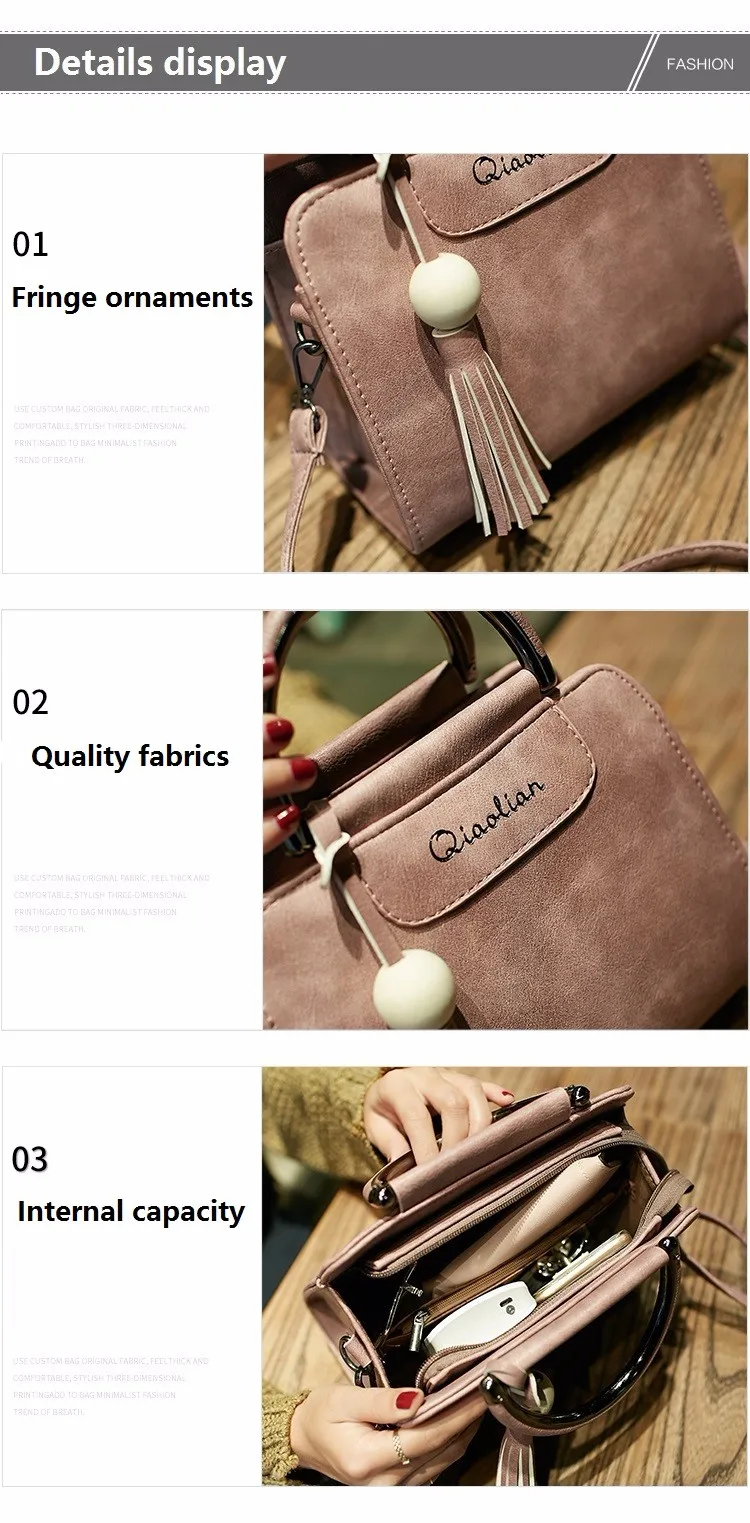 Free shipping, 2018 new women handbags, simple fashion flap, trend tassel woman messenger bag, Korean version shoulder bag. 10