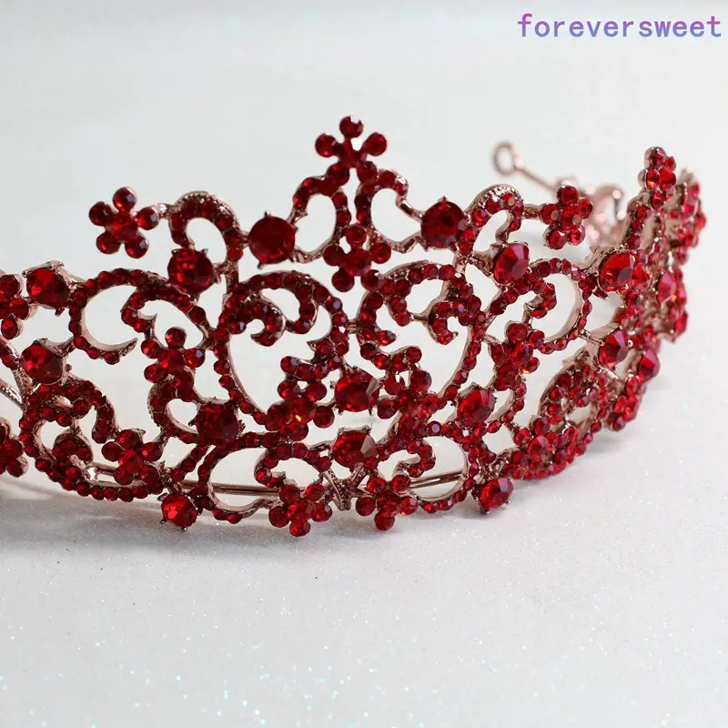 special red crystal bridal tiara hair jewelry for brides tiara and