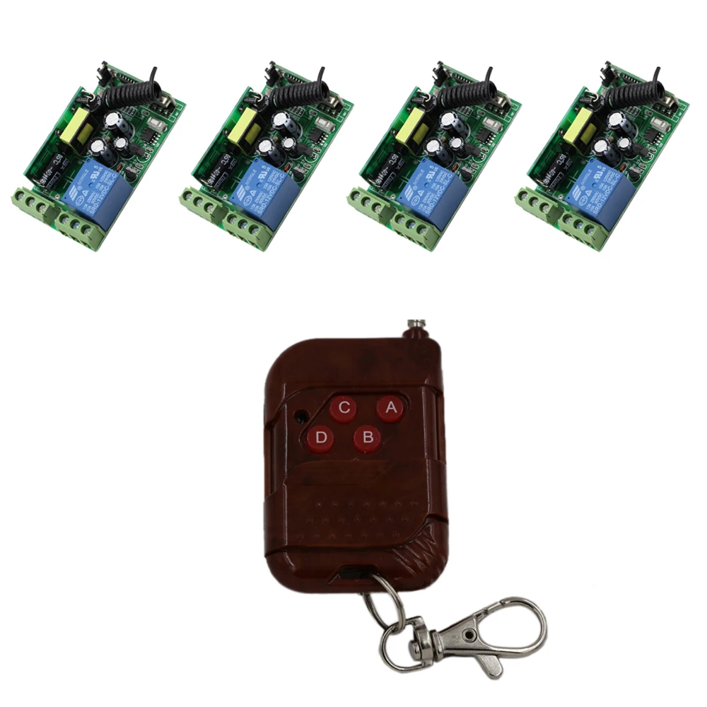 85V 110V 120V 220V 250V 1CH RF Wireless Remote Control Switch System 1 Transmitter & 4 Receiver Relay Receiver Smart Home Switch 85V 110V 120V 220V 250V 1CH RF Wireless Remote Control Switch System 1 Transmitter & 4 Receiver Relay Receiver Smart Home Switch