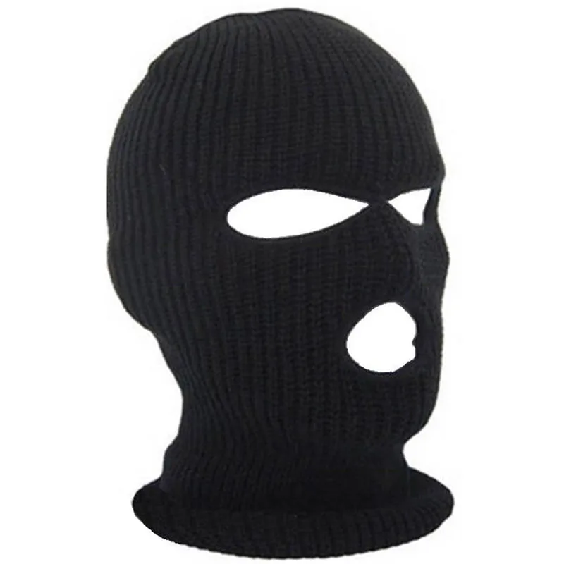 

3 Hole Ski Mask Balaclava Black Knit Hat Face Shield Beanie Cap Snow Winter Warm