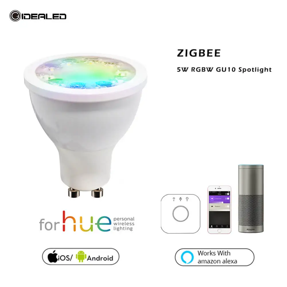 

Zigbee bridge LED RGBW 5W GU10 zll bulb spotlight color changing AC100-240V led spotlight for hue APP controller dimmable smart
