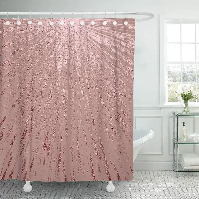 Fabric Shower Curtain with Hooks Gold Glossy Rose Quartz Abstract Shiny