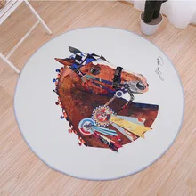 Детский круглый ковер с изображением лошади и животных для гостиной, детские коврики и ковры для спальни, компьютерный коврик на стул и на пол