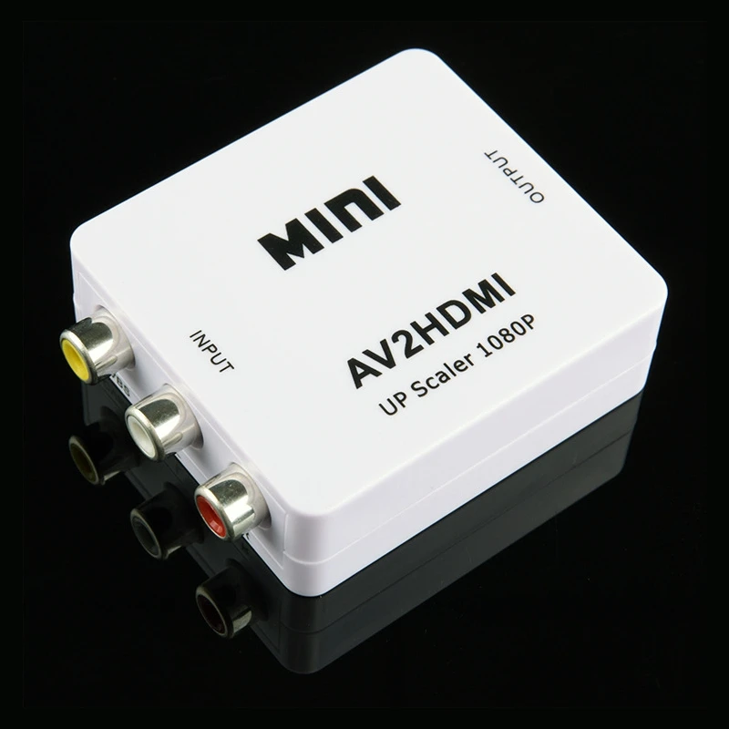 

HDMI to RCA HDMI TO AV UP Scaler Adapter HD Video Converter Box AV/CVSB L/R Video 1080P HDMI2AV Support NTSC PAL Output HDMI AV