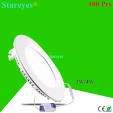100 шт круглый светодиодный панельный светильник 3 Вт 4 Вт AC 85-265 в 320 420 люмен smd 2835 лампа светодиодный потолочный светильник ing