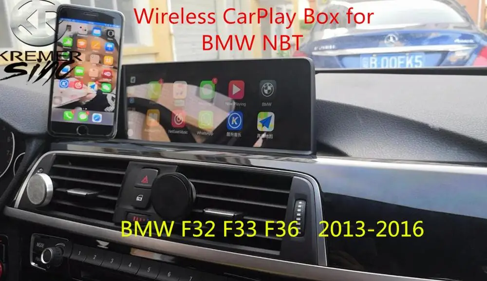 Aftermarket Беспроводная коробка Apple CarPlay для BMW NBT CIC система BMW F32 F33 F36 Поддержка камеры заднего вида