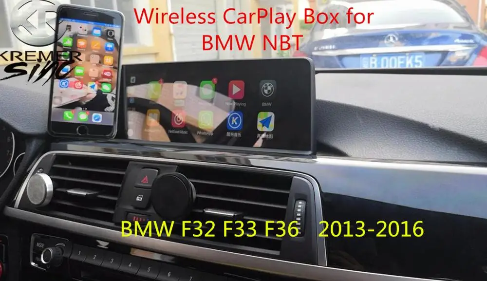 

2019 Free Shipping Aftermarket Wireless Apple CarPlay Box for BMW NBT CIC System BMW F32 F33 F36 Support Rear View Camera