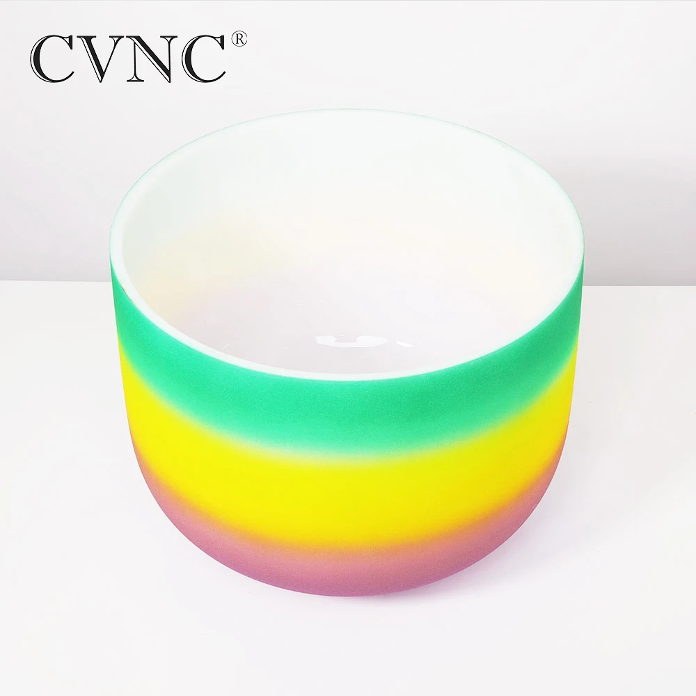 CVNC 6 &quotNote F чакра в форме сердца Радужная чаша цветная матовая кварцевая Поющая с