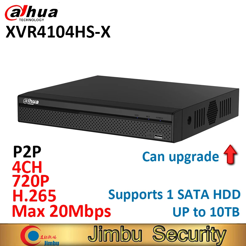 Dahua DVR XVR4104HS-X 4CH H.265 720P Supports 1 SATA HDD up to 10TB Supports HDCVI/AHD/TVI/CVBS/IP video inputs video recorder Dahua DVR XVR4104HS-X 4CH H.265 720P Supports 1 SATA HDD up to 10TB Supports HDCVI/AHD/TVI/CVBS/IP video inputs video recorder