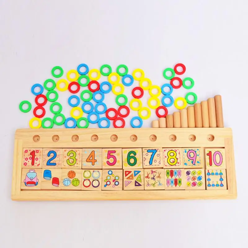 Красочные деревянные матч Игра настольные дети цифры подсчета игрушку обучения математике