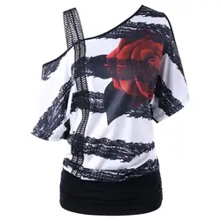 Дамы Harajuku Лето косой средства ухода за кожей шеи без бретелек блуза с короткими рукавами рубашка Блузка модные рубашки для мальчиков для