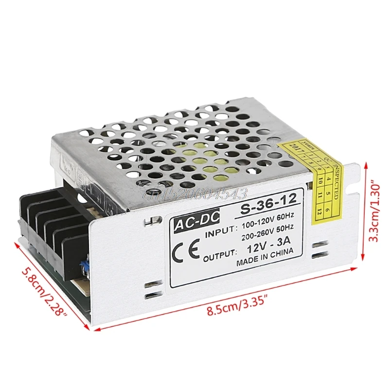 

AC 100-260V To DC 12V 3A 36W Switch Power Supply Driver Adapter LED Strip Light R06 Drop Ship