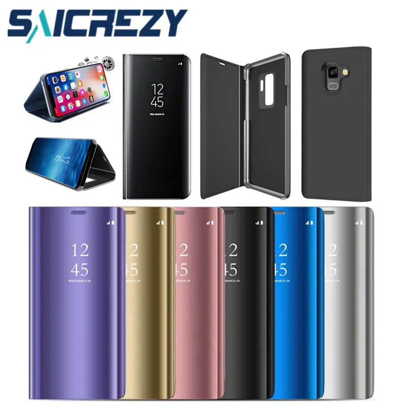 

Mirror Flip Stand Cover funda For Samsung Galaxy S9 Plus Case bumper Note 9 A8 A6 2018 Cover Galaxy A6 A8 plus 2018 Case Cover