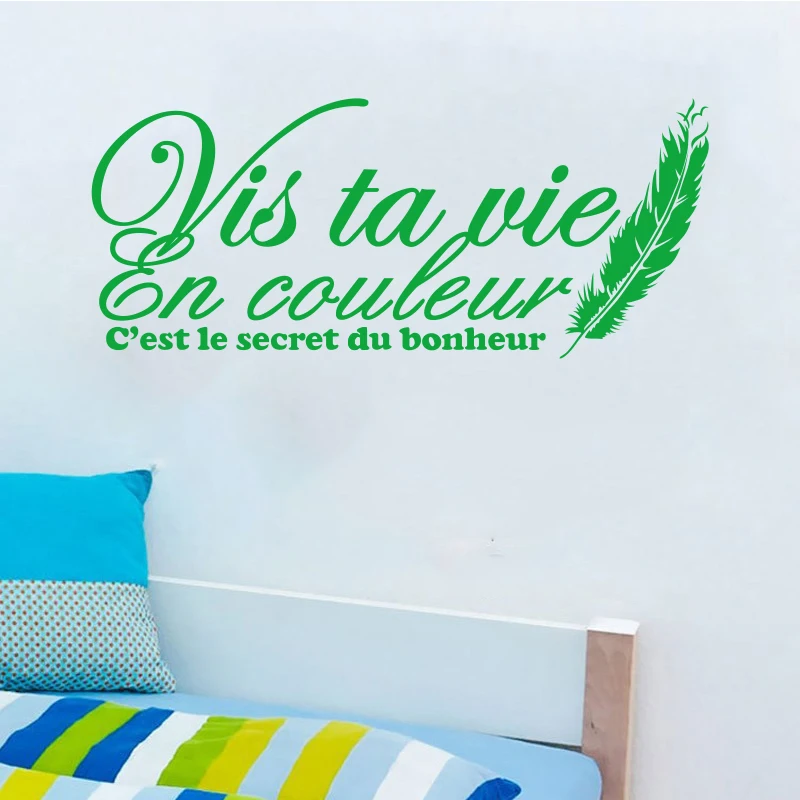 Autocolante De Perete Citație Franceză Vis Ta Vie En Couleur Vinil