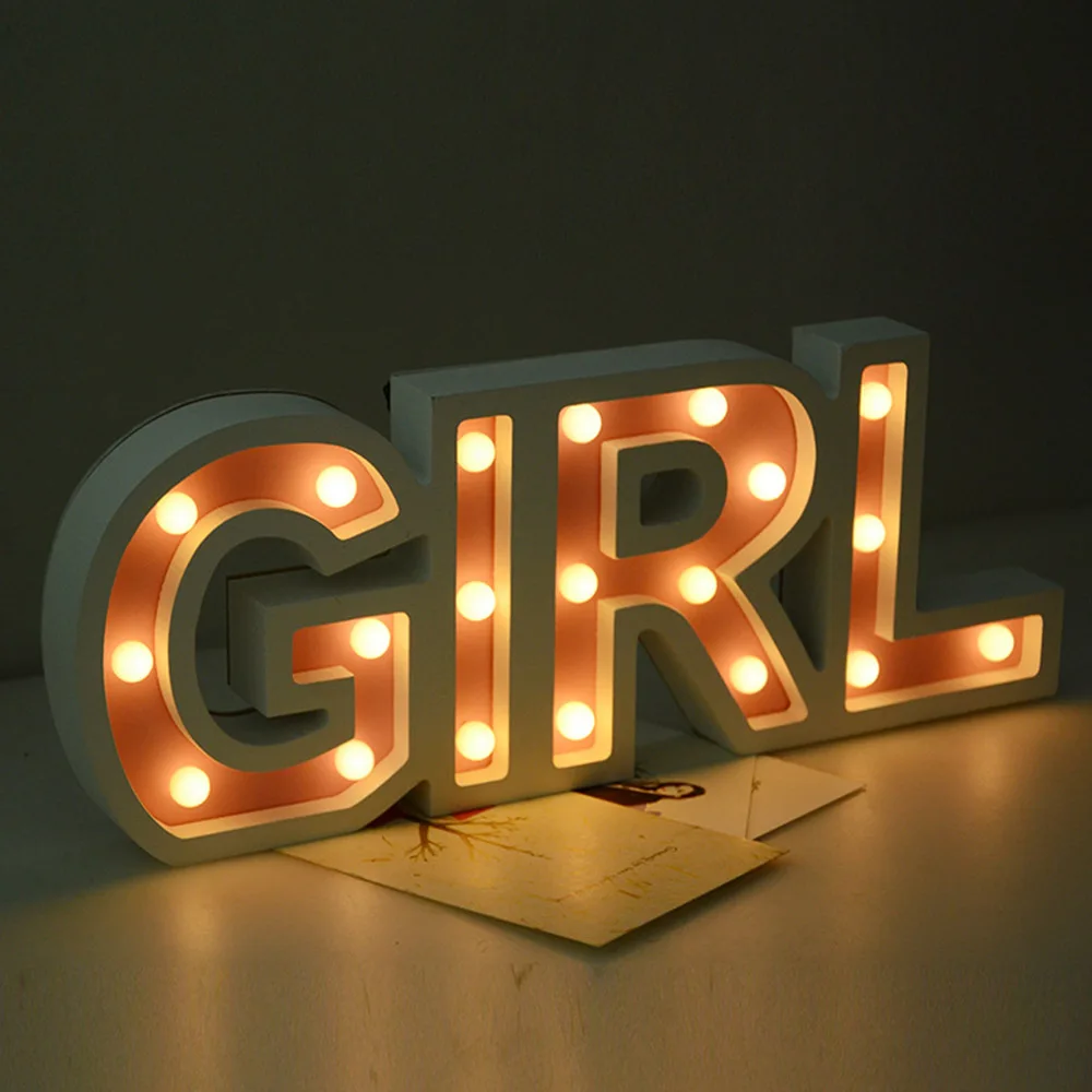 

LED Night Light Romantic Indoor Decorative Wall Lamps Creative 3D Boy Girl Marquee Letter Home Birthday Wedding Decor Gifts