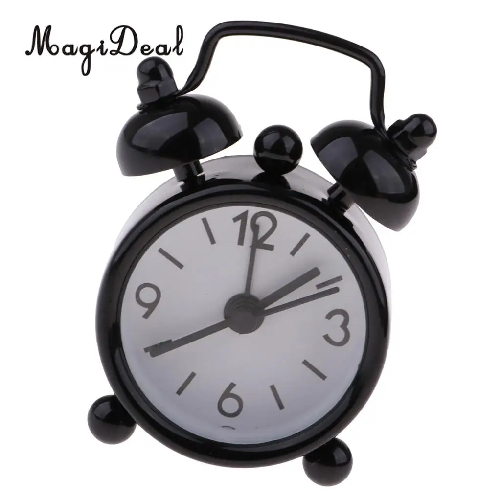 2Pcs 1:6 Dollhouse Miniature Living Room Vintage Metal Alarm Clock Model Toy
