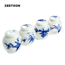 Чайные банки, маленькие чайные банки, керамические голубые и белые фарфоровые банки, кухонные банки для хранения конфет, кофе, специй, герметичные банки для путешествий, чайная посуда