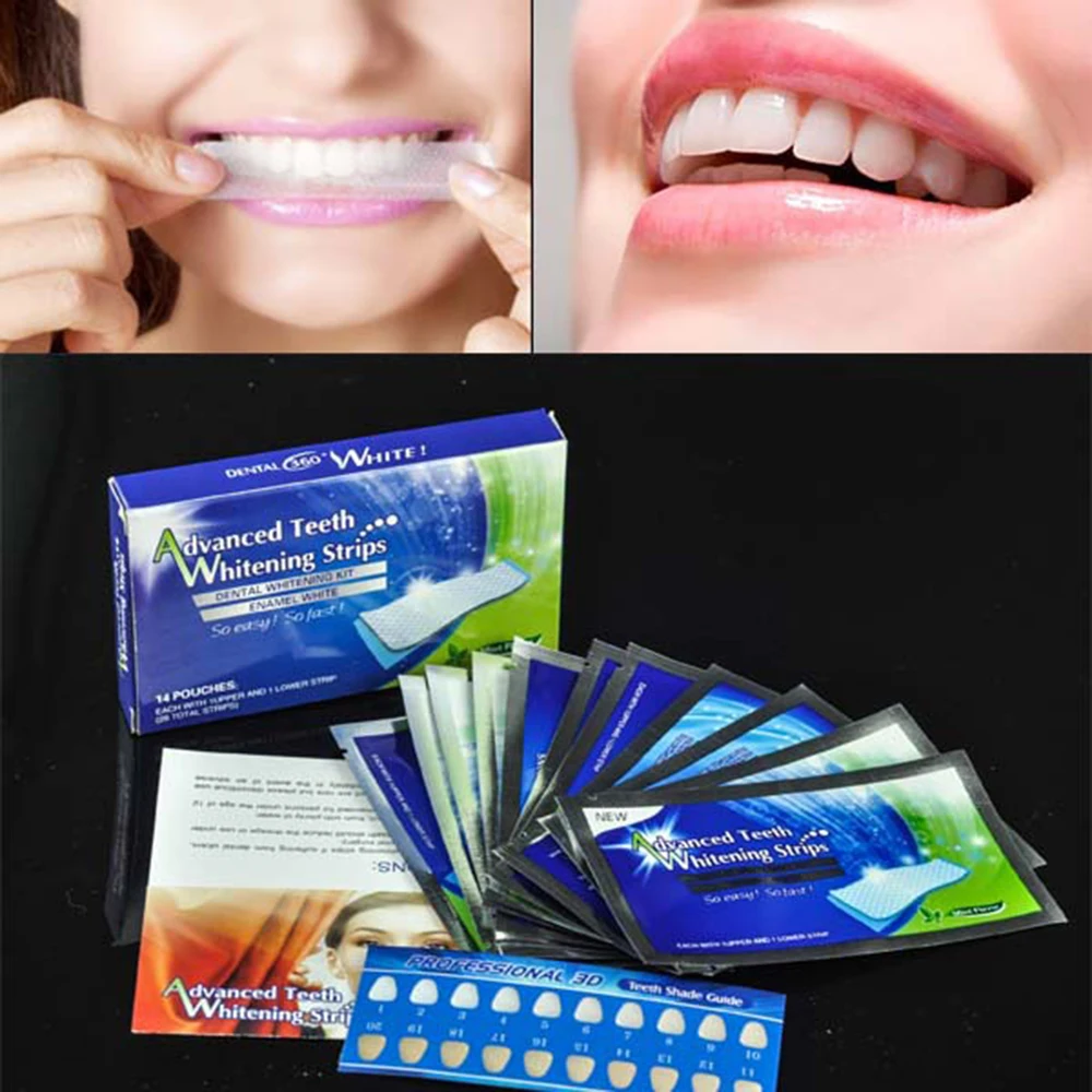 

Y&W&F 28pcs/Box 14 Pouches Effects Dental Whitestrips Advanced Teeth Whitening Strips Stripes Oral Care Tooth Whitening Strip