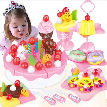 

Baby Kitchen Toys Pretend Play Cutting Cake Food Gift Miniature Doll Food Kitchen Set for Kids Children Girl Toy Christmas Gift