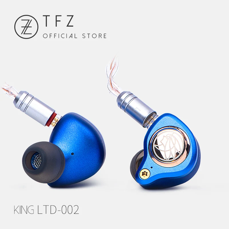 TFZ/KING LTD Hi-Fi наушники, 8-ядерный посеребренный кабель, шейным Hifi Басс, Шум индивидуальные динамический гарнитура для iphone - Цвет: Синий