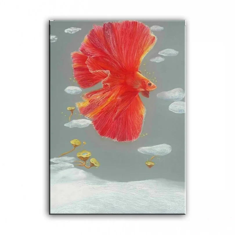 

Original oil painting Dancing goldfish painter original paintings decoration painting Custom-made oil painting 16110707