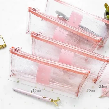 

Dumei Cartoon Pencil Bag Translucent Square Pencil Cases Stationery Storage Organizer Waterproof Bag Office School for Girls