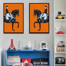 2 панели леди езда лошадь DIY картина маслом изображения пронумерованы с набором холст нарисовать Раскраска по номерам Декор гостиничного номера