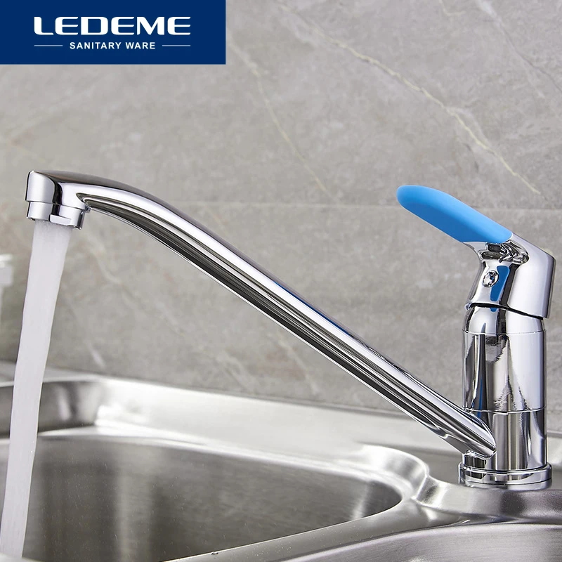 LEDEME Classic Style Kitchen Faucet Solid Brass Single Handle Cold and Hot Water Tap 360 Degree Rotation L4913