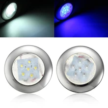 1 pz 6 SMD 2835 LED Rotonda Marine In Acciaio Inox Specchio di Poppa di Nave della Barca ATV del Camion di Navigazione Della Luce Della Lampada Impermeabile Blu /bianco 12 v