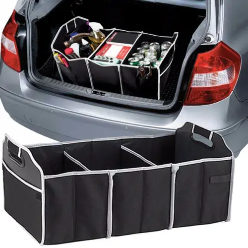 Черный очень большой автомобильный багажник коробка для хранения Прямая поставка практичный авто багажник Грузовой Органайзер с ручками для переноски