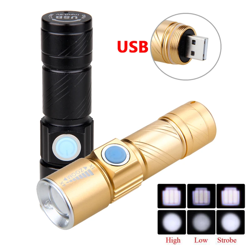 

Mini USB Rechargeable Flashlight 1000LM R5 LED Torch Light 3 Modes Pocket Hand Light Waterproof Lantern