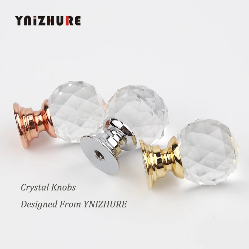 YNIZHURE Brand Design 20mm Crystal Ball Glass Knobs Cupboard Drawer Pull Kitchen Cabinet Door Wardrobe Handles Hardware