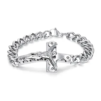 

Religious Titanium Steel Jewelry Men's Titanium Steel Bracelet Cross-border Hot Jesus Cross